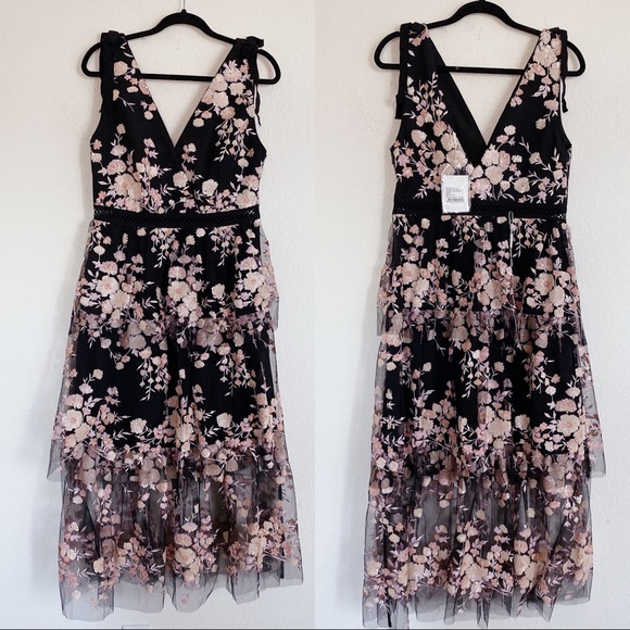 Self Portrait Sleeveless Midnight Floral Dress - Picture 6 of 13